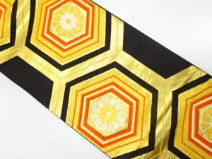 アンティーク　花亀甲模様織り出し袋帯（着用可）